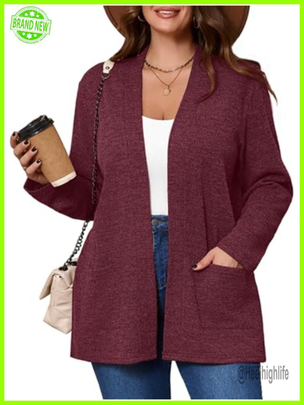 Plus Size Lightweight Open Front Cardigan Long Sleeve Sweater Shrug